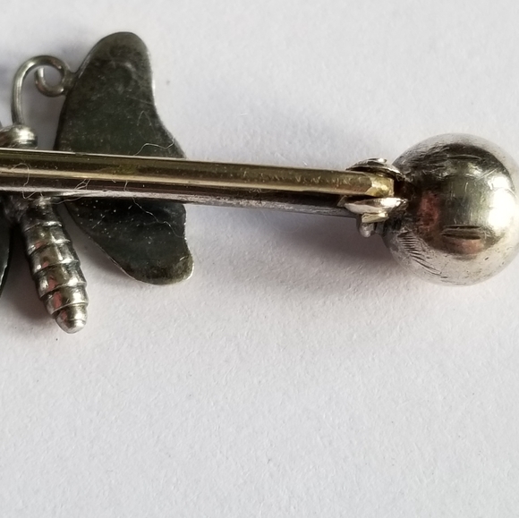 Relisted -antique Butterfly bar pin brooch Sterling Silver victorian edwardian - Picture 11 of 13